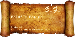 Belák Fatime névjegykártya